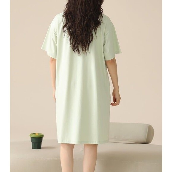 Cotton Light Green Pajama Nightgown Sleepwear SleepShirt Night Dress Nightshirt - Picture 9 of 10